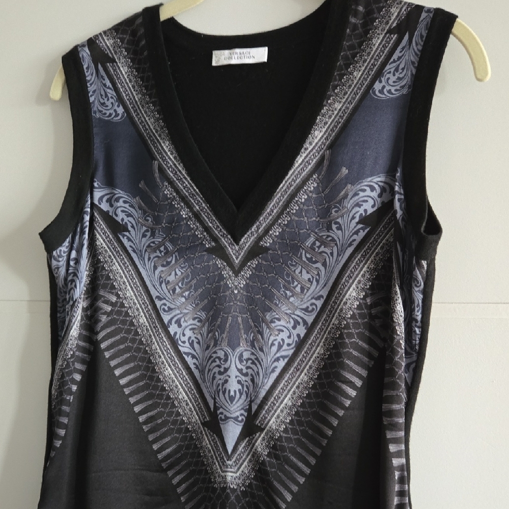 Versace Collection Black and Silver Tank Top
